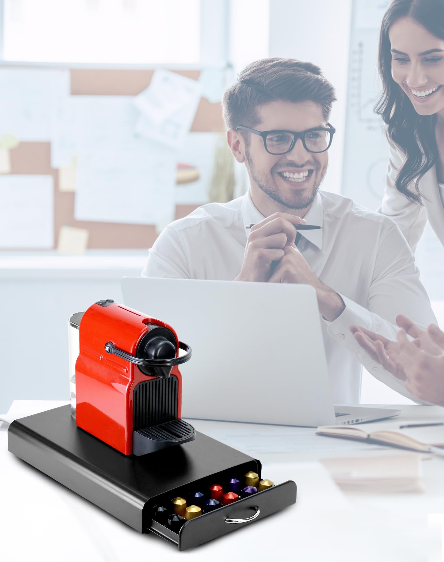 QWORK® Uchwyt na kapsułki do kawy, kompatybilny z 60 kapsułkami Nespresso, metalowa konstrukcja, dozownik kapsułek