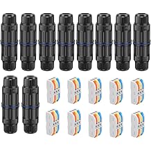 Linkstyle 10PCS Waterproof IP68 Junction Box, Outdoor 3 Way Electrical Cable Connector, with Replaceable Lever Wire Connectors for AWG 28-12 Gauge Wire 3 in 3 Out Quick Terminal
