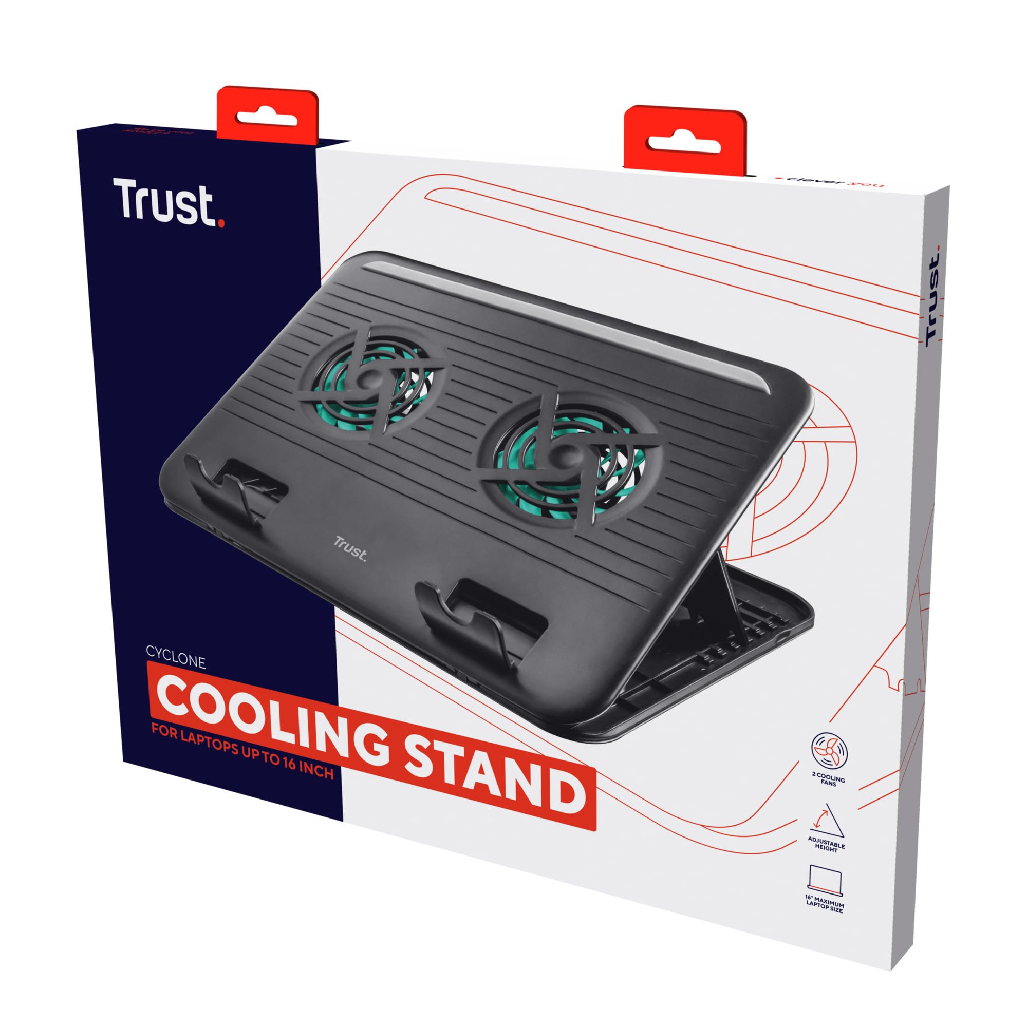 Trust Cyclone Supporto per Laptop 2 Ventole di Raffreddamento