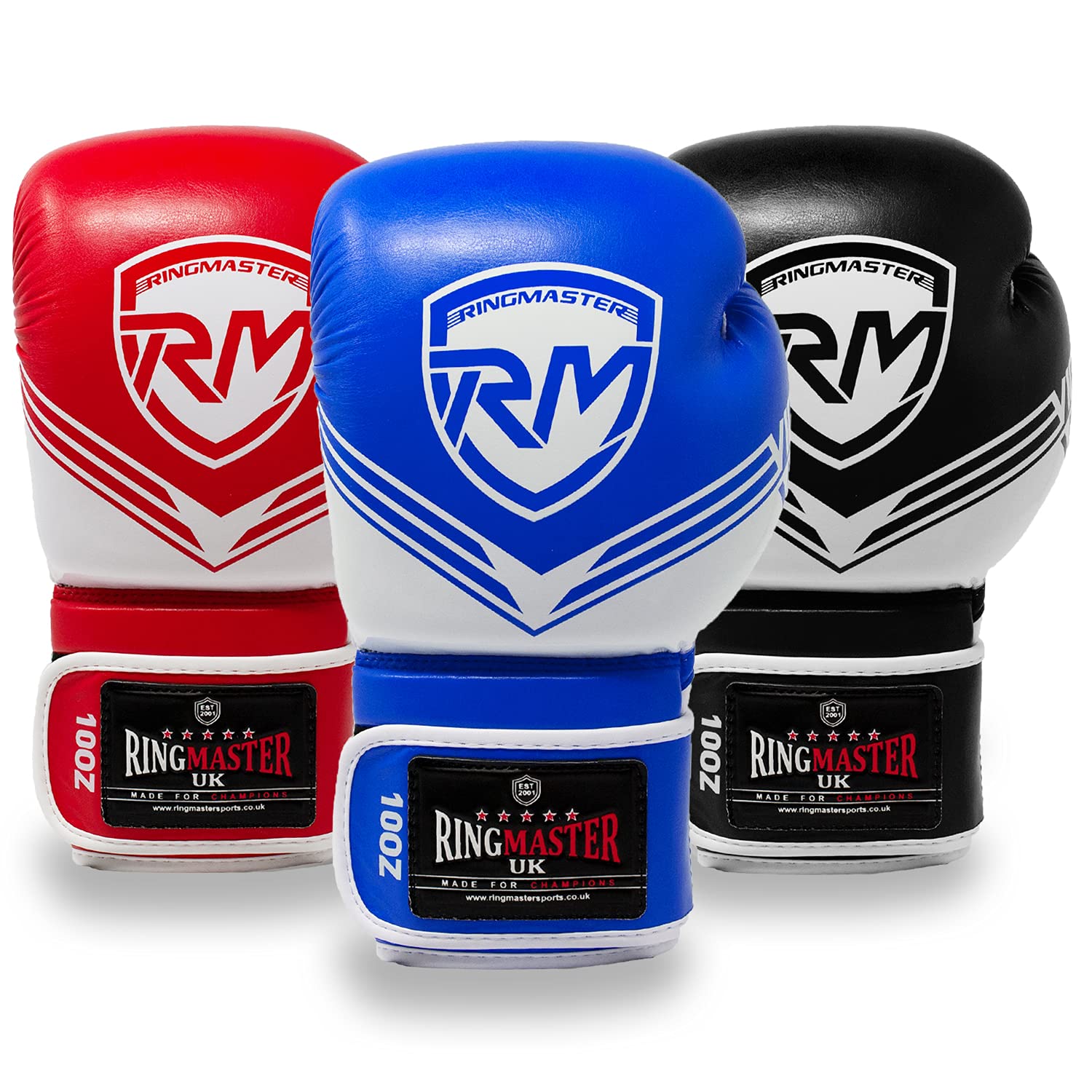 RingMasterUK Boxing Gloves Victory Series Training Punch MMA Bag Kick Pads Thai (Blue, 16oz) — image 1