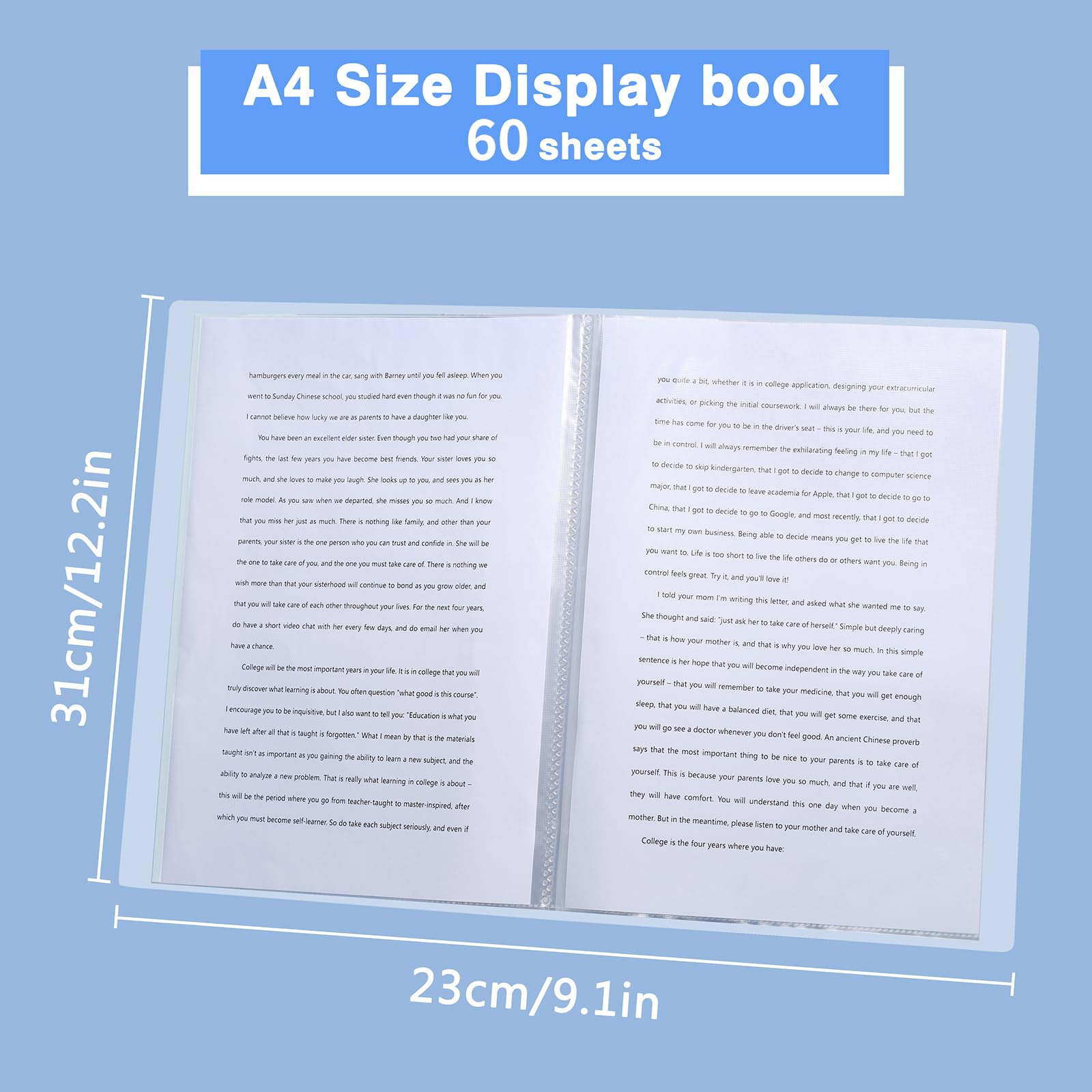 SOYIRI A4 Display Book,60 Pockets Display Folders Presentation Project Folder,A4 Presentation Book with Plastic Sleeve(4 Pack) - Image 3