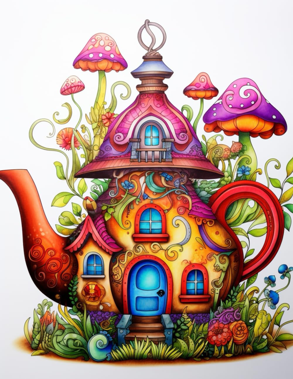 Teapot Fairy House Coloring Book