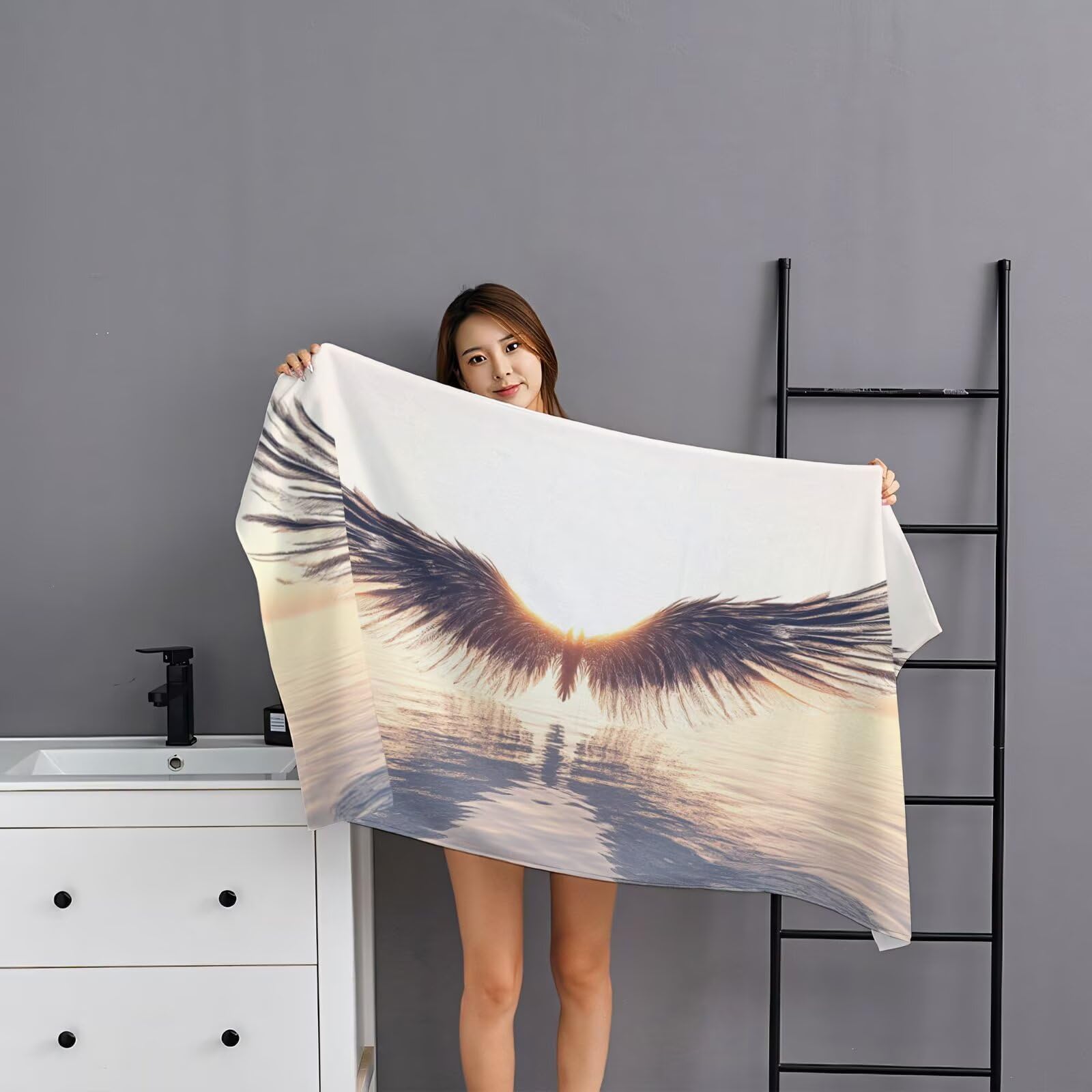 YJ-604 2 szt., bardzo duży, 100 x 220 cm, pomarańczowy, szybkoschnący ręcznik z mikrofibry, bez piasku i plażowy, lekki podróżny, kompaktowy ręcznik kempingowy z torbą do przechowywania, chłonny, dla