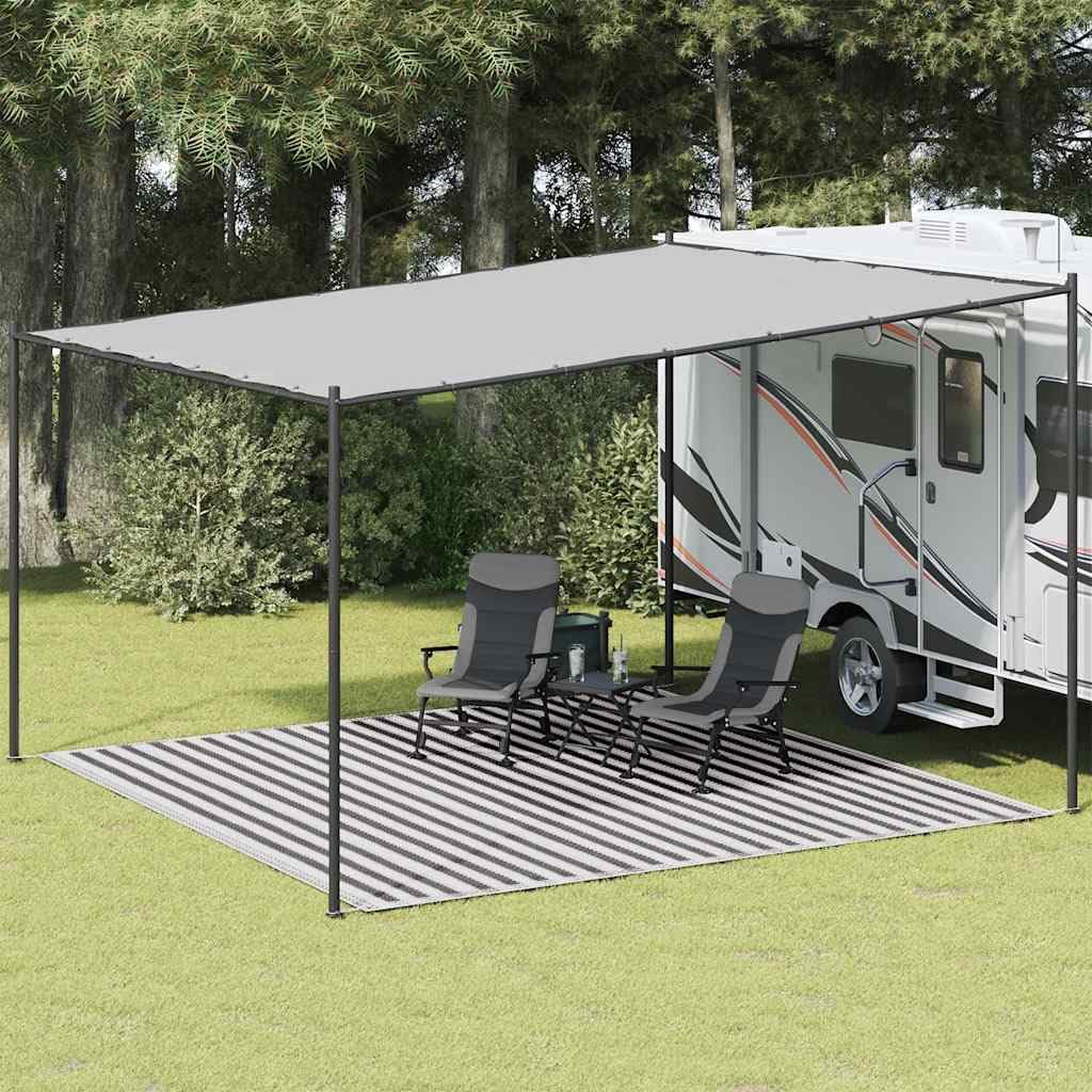 Alfombra para tienda de campaña, 400 x 400 cm, antracita y blanco, resistente a la intemperie, resistente a los rayos UV, duradera, para camping, lona para suelo de exterior con ojales, fácil