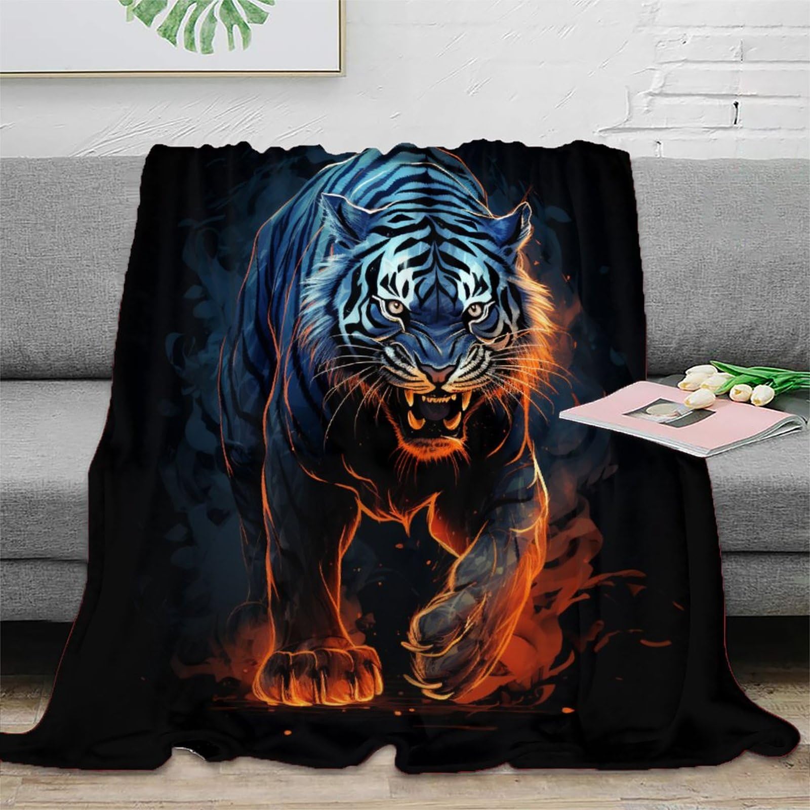 Tiger Print Flanell-Fleece-Decke – Weich, Leicht, Für Alle Jahreszeiten, 50 X 40 Zoll, Waschbar