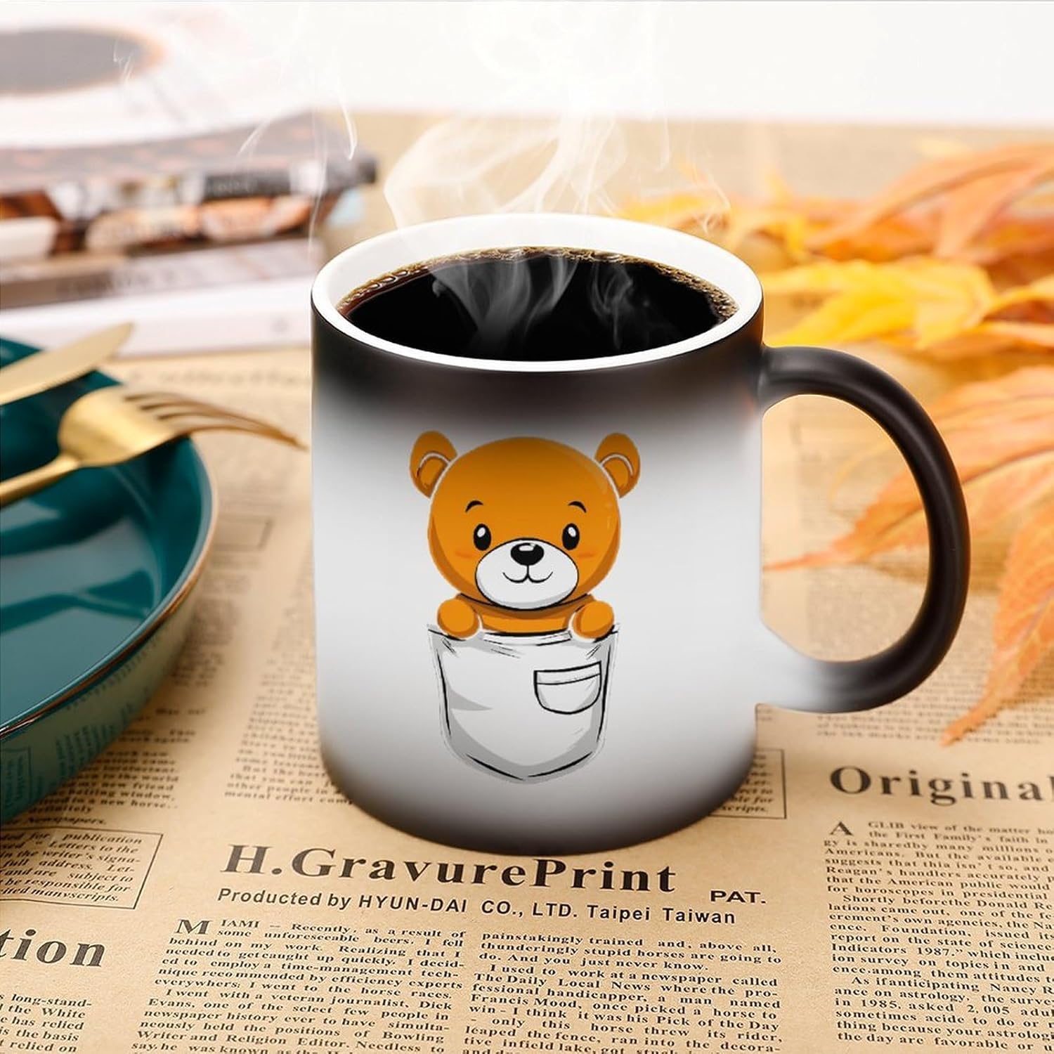 Teddy Funny Bear Funny Color Changing Coffee Mug Ceramic Magic Cup Personalized Discoloration Tea Mugs
