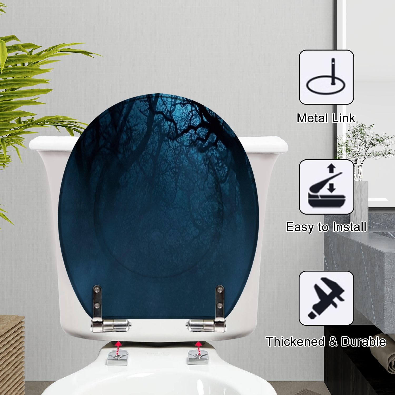 Sedile WC allungato con chiusura ammortizzata per il bagno