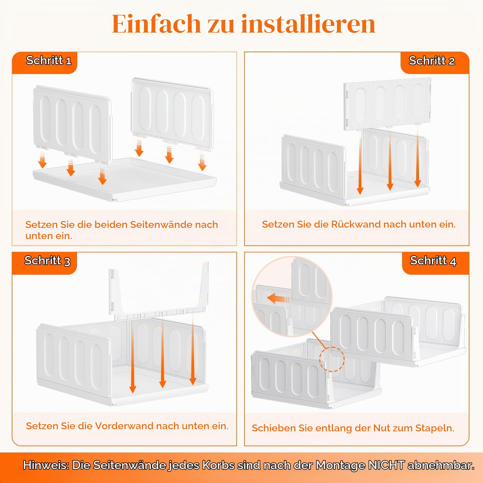Lifewit 8er Set Stapelbare Kleiderschrank Organizer 35.5 cm Tief | Ausziehbar Kunststoff Ordnungssystem für Schrank & Einlegeböden, Aufbewahrungsbox für T-Shirt, Küche, Wohnmobil
