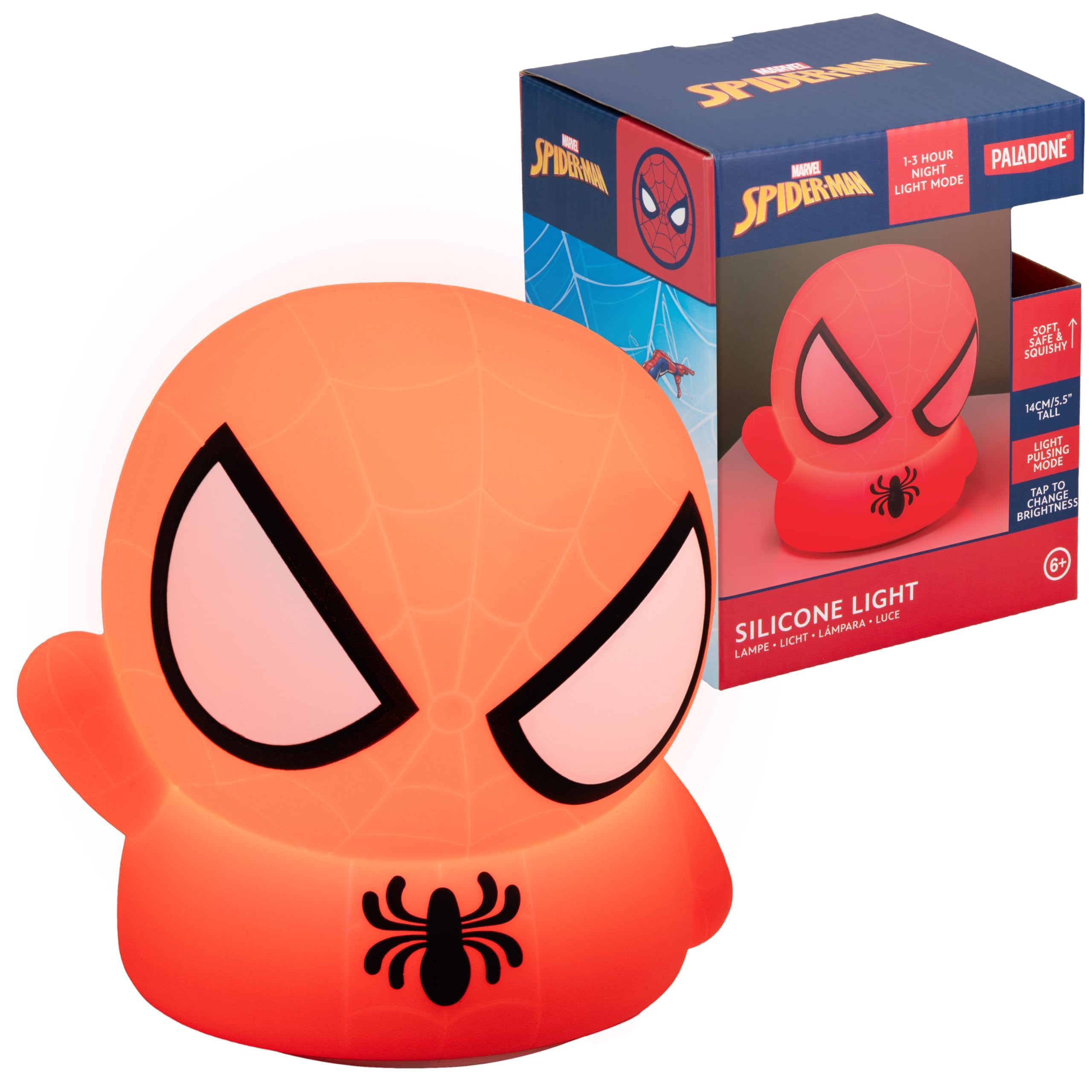Paladone Spiderman Squishy Lamp - Officially Licensed Disney Free Standing Desk Light, Gaming Room Decor and Merchandise for Boys and Girls, Nightlight Gift Accessory for Playroom and Bedroom