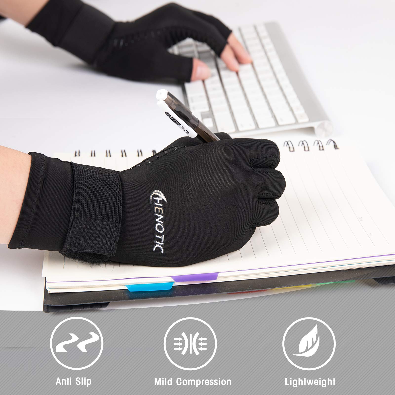 Guantes de compresión de cobre para mujeres y hombres, guantes de compresión de artritis sin dedos para refuerzo de muñeca