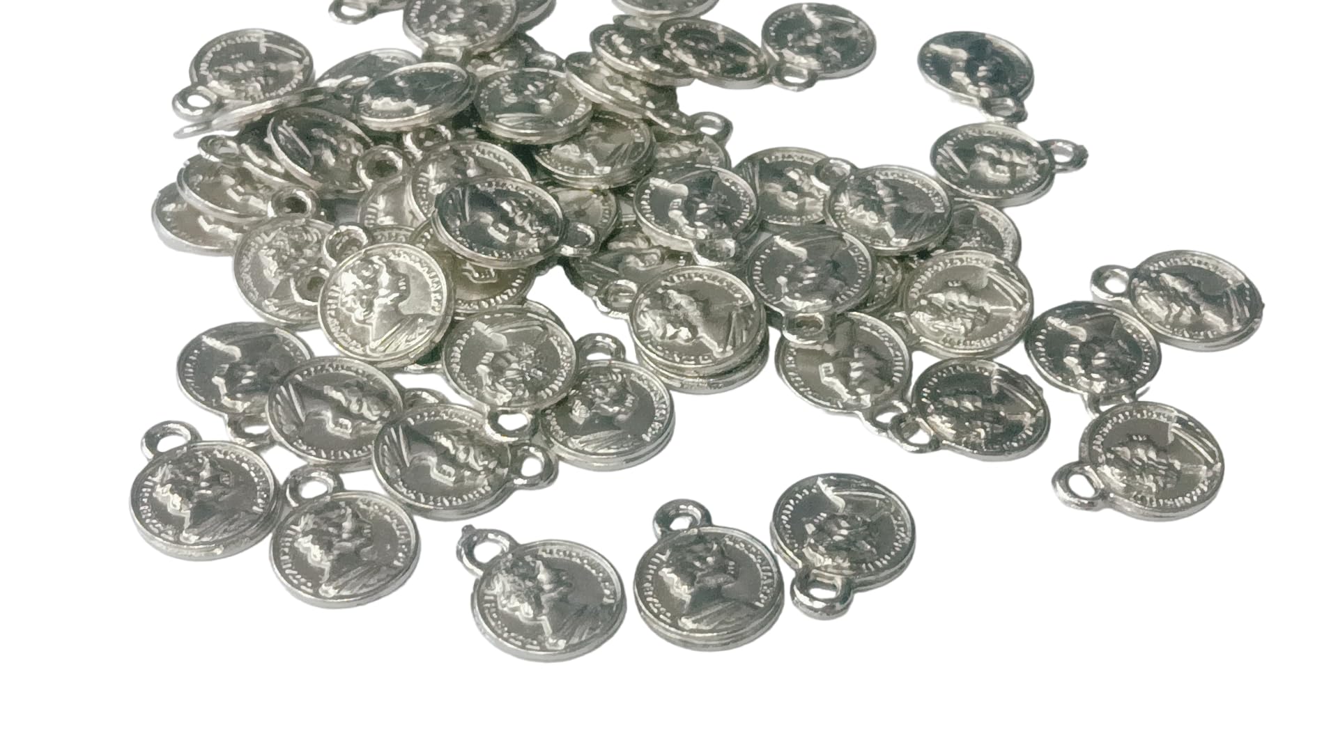 THE CRAFT CARTEL Silver Coin Metal Charms 10mm/1cm. 100gram For Jewellery Making/Necklece/Bracelete/Design/Art And Craft.