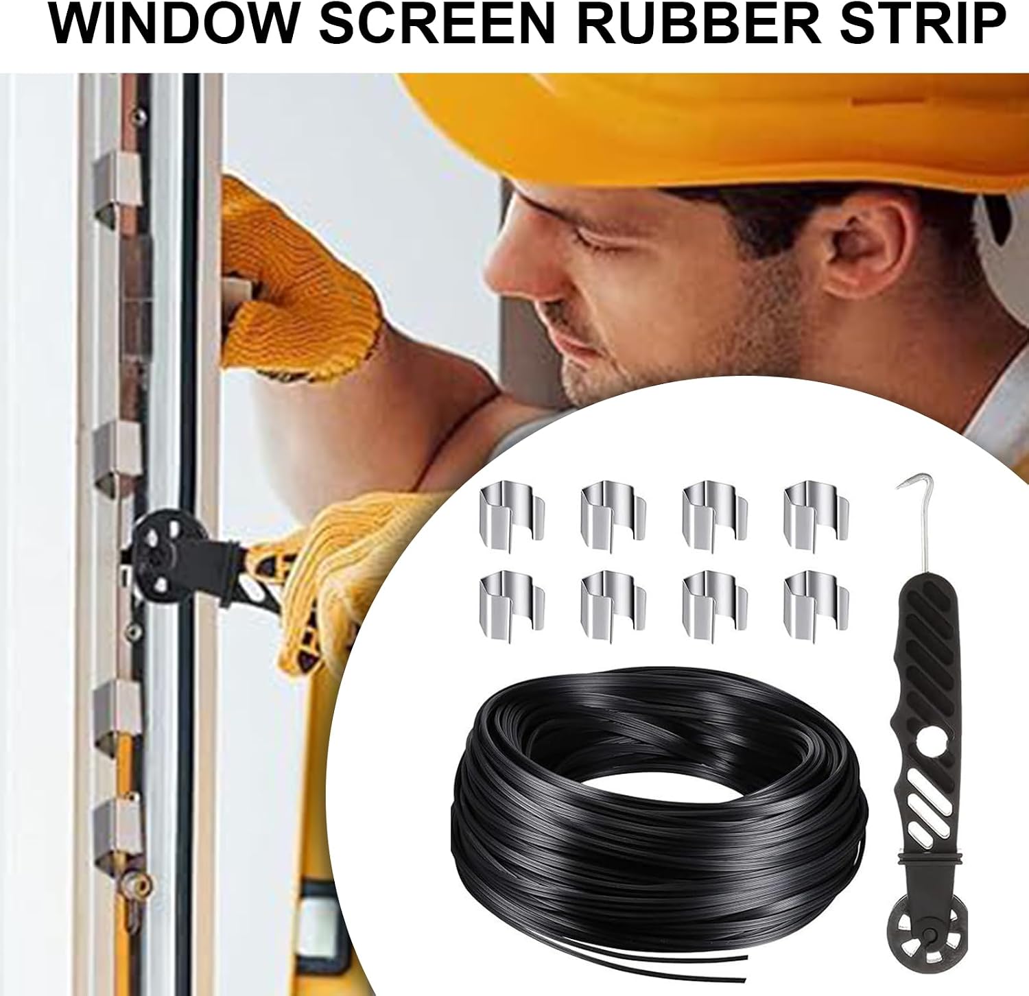 Home Window Screen Replacement Kits with Rubber Splines and Accessories for Secure Fixing Window Splines