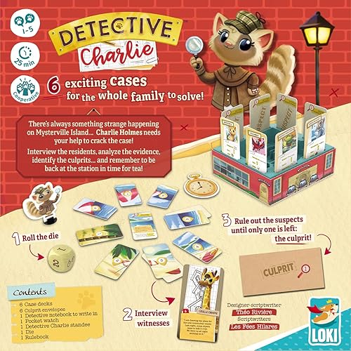 Miniatura 4 de IELLO: Detective Charlie, juego cooperativo original, lleno de humor, para pequeños detectives, juego de mesa de estrategia, tiempo de juego de 25