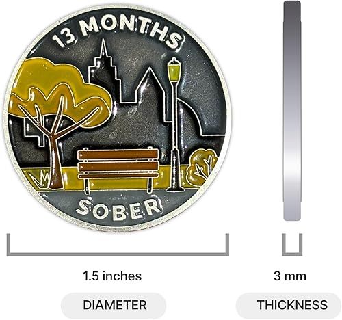 Miniatura 4 de The Achieve Mint Ficha sobria de 13 meses  Chip sobrio de trece meses  Regalo no AA, medallones no religiosos para hombres y mujeres que celebran la