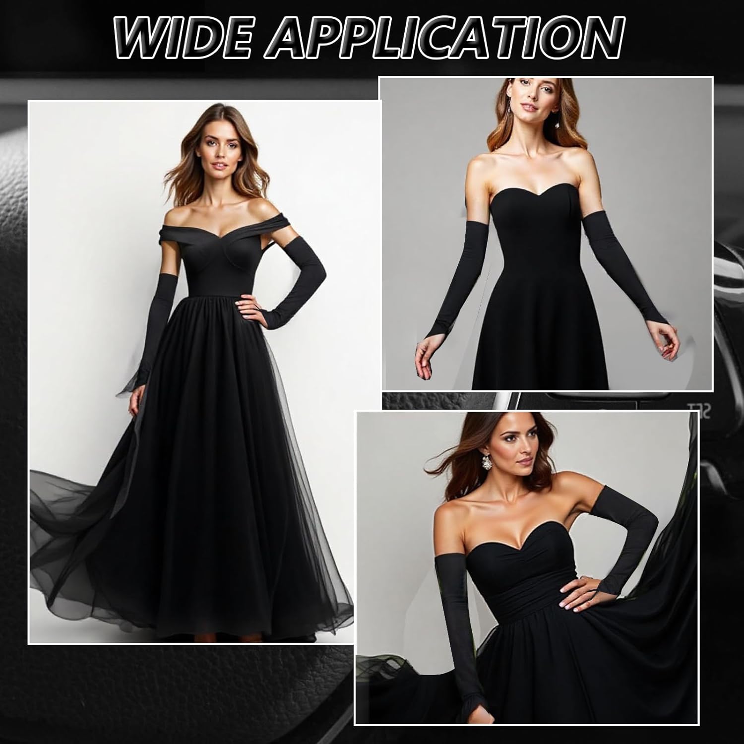 Long Fingerless Gloves,Black Satin Gloves for Bridal Wedding Party Goth Punk 80s Party Cosplay Costume Accessories,Stretchy Long Glove Fingerless - Image 6