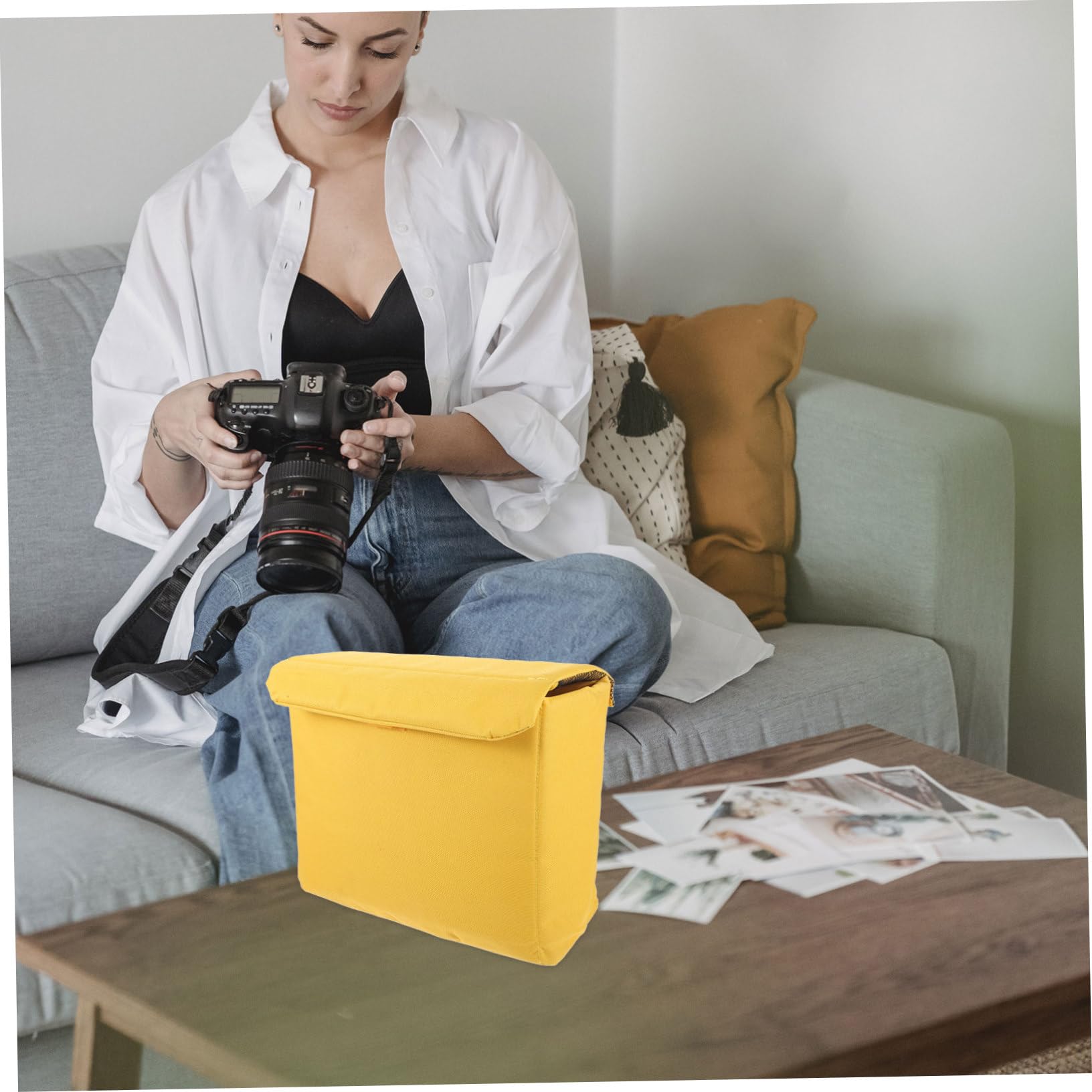 Bolsa de Cámara Portátil Estuche Interior Acolchado para DSLR Simple y Útil Compatible con Mochilas Protección Óptima para Lentes y Cámara Color