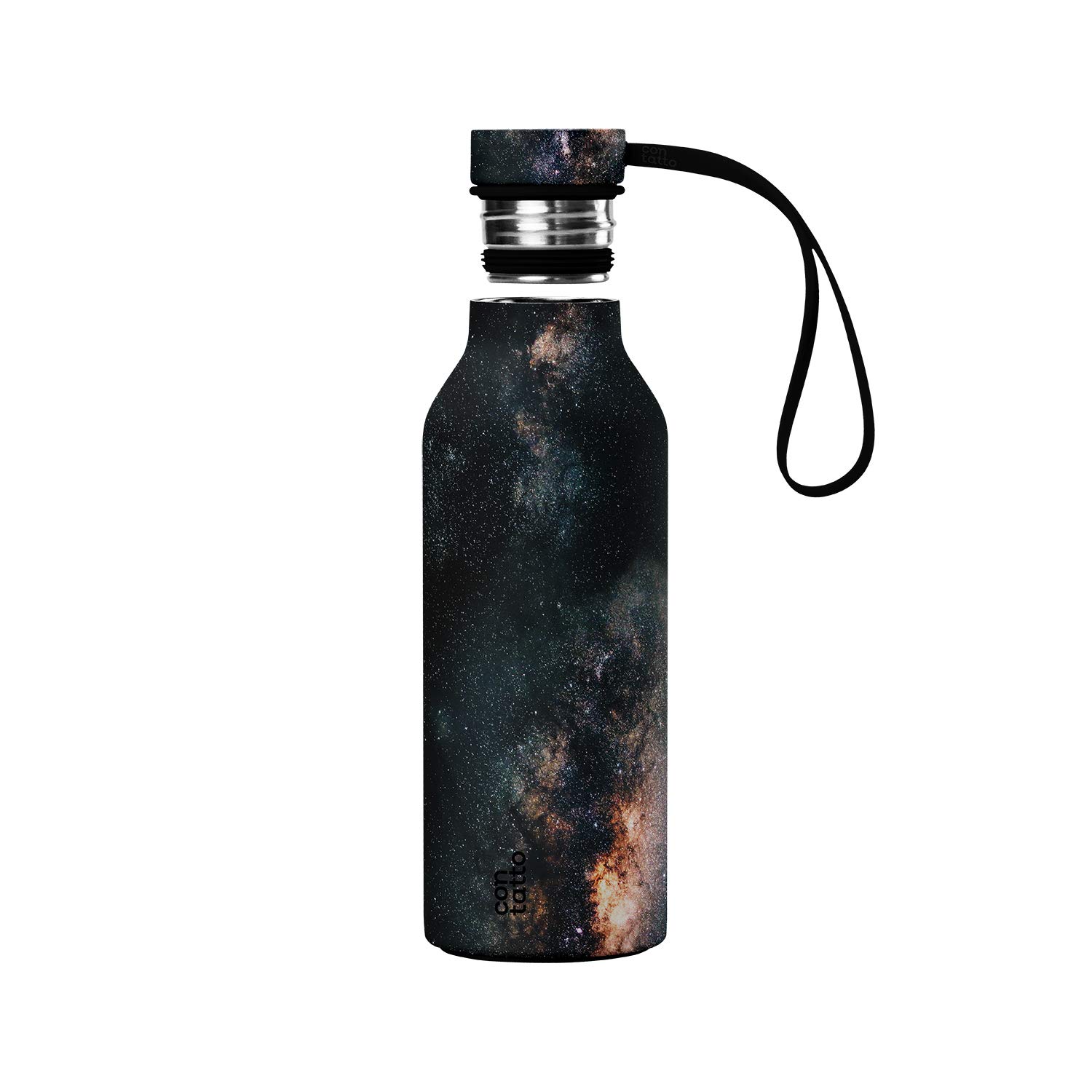 con-tatto Bottle Bottiglia termica con 3 Pareti in Acciaio e Rame - Bevande fredde per 25 ore e calde per 15 ore - Fascia e Tappo Sport Lid inclusi! (Milky Way)