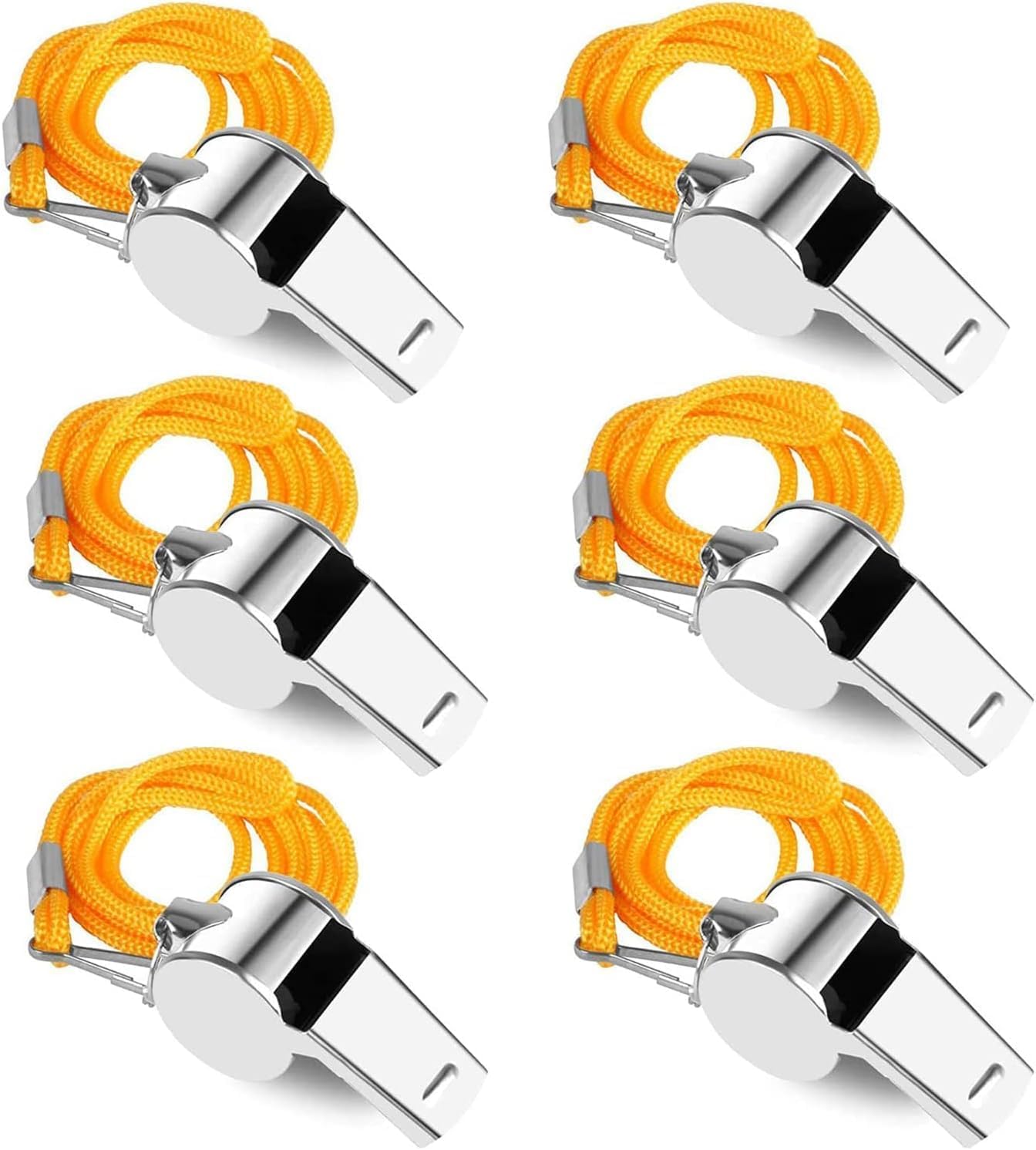 Xspring Düdük, 6'lı Paket Paslanmaz Çelik Düdük, Askılı Yüksek Sesli Düdük, Gümüş Renkli Metal Koç Düdüğü, Okul Sporları, Futbol, Basketbol, Acil Durum, Hayatta Kalma, Açık Hava Aktiviteleri İçin