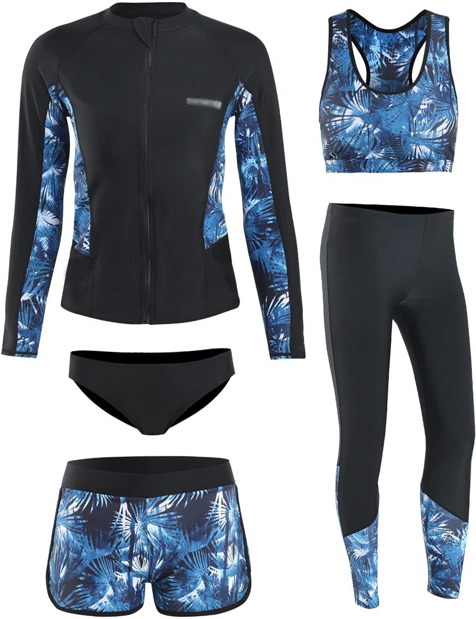 oneforus Muta da Donna, Set di 5 Pezzi Tuta da Surf con Protezione dai Raggi UV, Tuta da Immersione Estiva Sportiva Elastica a Maniche Lunghe, Costume da Bagno Diviso per Surf Snorkeling Kayak