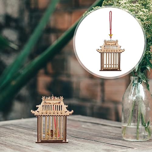 Miniatura 5 de balacoo Caja de madera para saltamontes jaula de hábitat de jardín colgante jaula para grillos saltamontes marrón claro 1