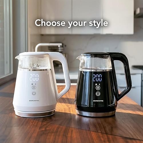 Miniatura 6 de OVENTE Hervidor eléctrico pequeño de 1 L con 5 preajustes de temperatura, pantalla digital, 5 horas de mantenimiento del calor, apagado automático