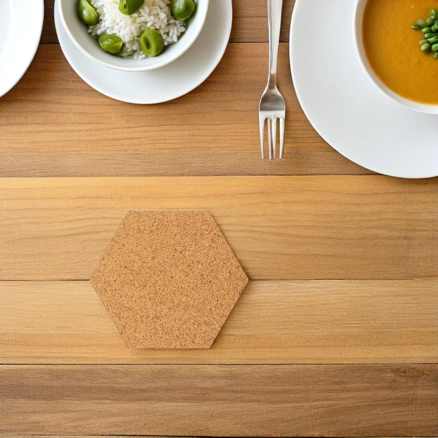 BESPORTBLE 120pcs Hexagon Self-Adhesive Cork Sheets with Single-Sided Backing 2mm Thickness for Easy Installation and Adjustable Cutting, for Crafting and Creative Home Decor