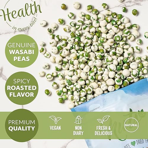 Miniatura 5 de NUTS U.S. - Guisantes verdes recubiertos de Wasabi, crujientes y picantes en bolsa resellable (3 libras)