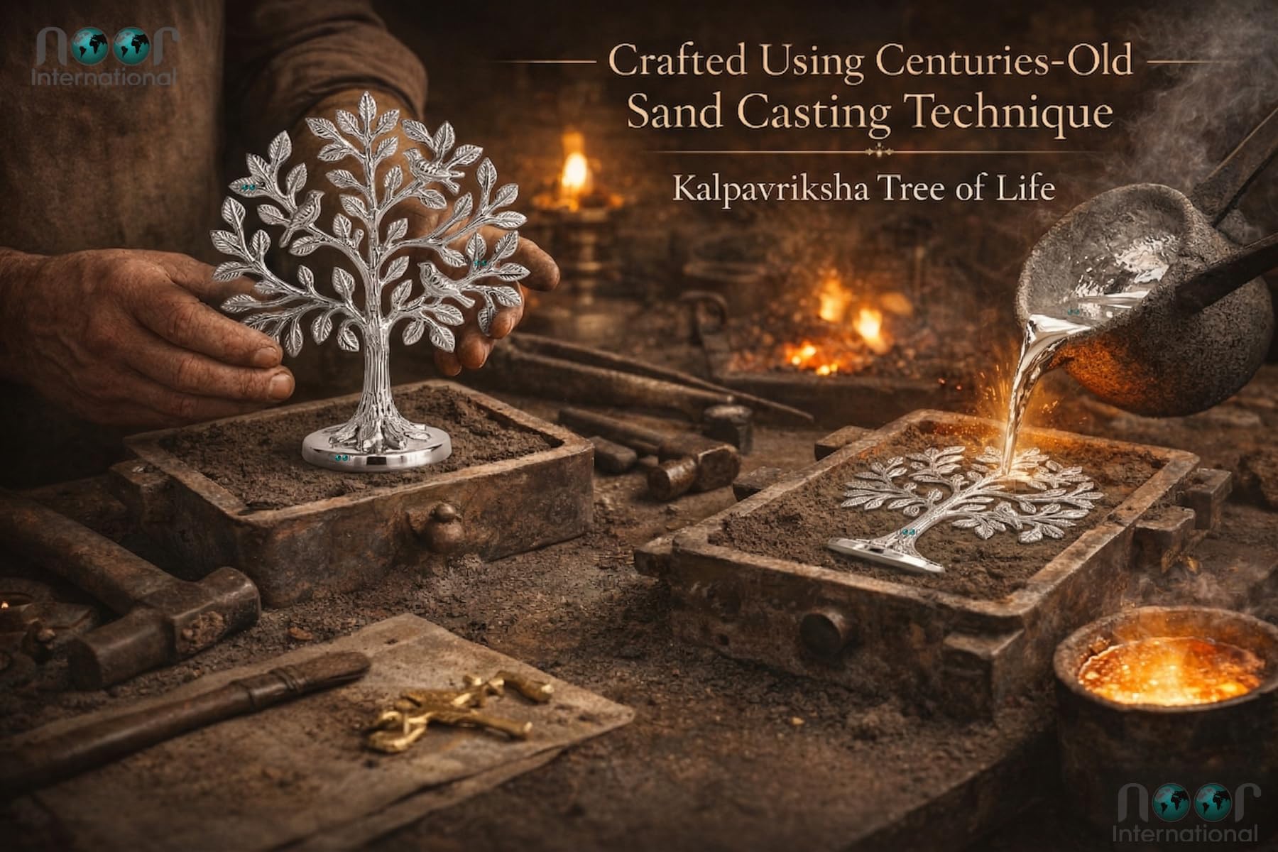 Silver Kalpvriksh Tree Sculpture - Tree of Life Decor -8