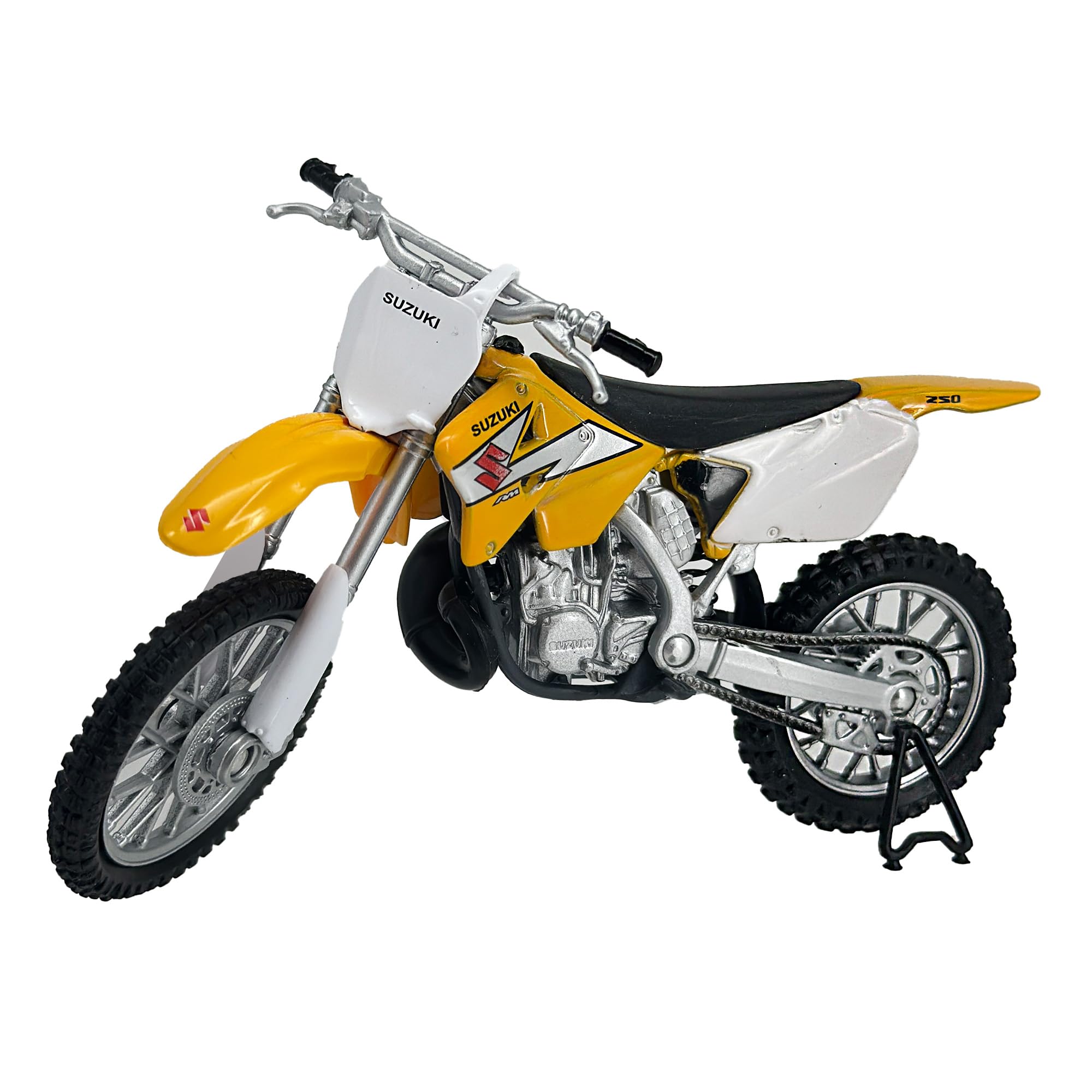 Welly Yellow Die Cast Motorcycle Suzuki Rm250, 1:18 Scale, Collectible Model Dirt Bike