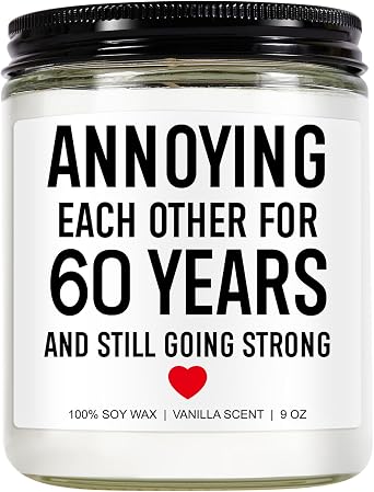 Younift Funny Scented Candle, 60th Wedding Anniversary Decorations, 60th Anniversary, Gifts for Couples, Parents, 60 Year Anniv. Diamond Presents for Women, Men, Grandparents, Friends, Wife, Husband