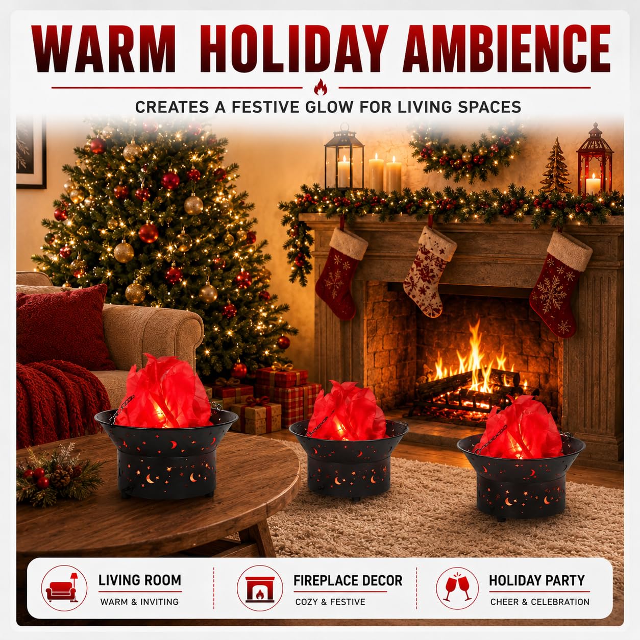 Lámpara LED De Llama Falsa, Decorativa Colgante con Cadena