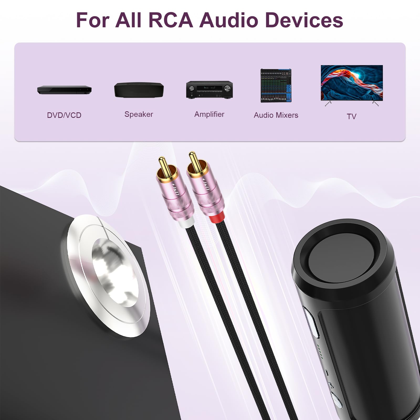 J&D 2 RCA Cavo di Prolunga Maschio a Femmina, Guscio di Rame Placcato Oro 2RCA Maschio a 2RCA Femmina Cavo Adattatore di Prolunga Audio Stereo, 0.9 Meter
