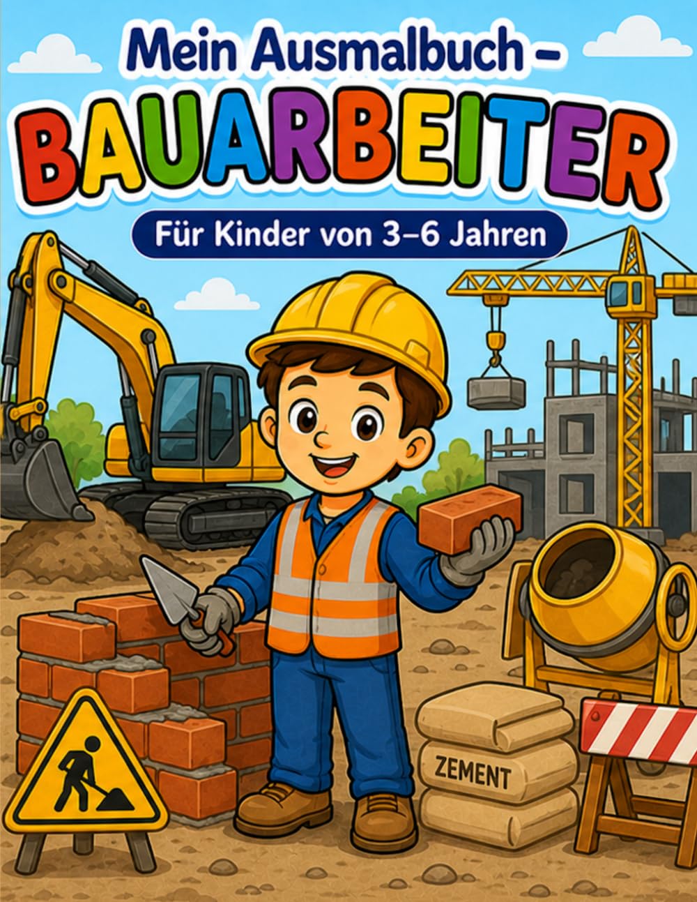 Mein Ausmalbuch - Bauarbeiter: Für Kinder von 3-6 Jahren | Kreativer Malspaß rund um Baustelle und Handwerk | Für Rechts- & Linkshänder geeignet (Mein Ausmalbuch - Berufe entdecken)