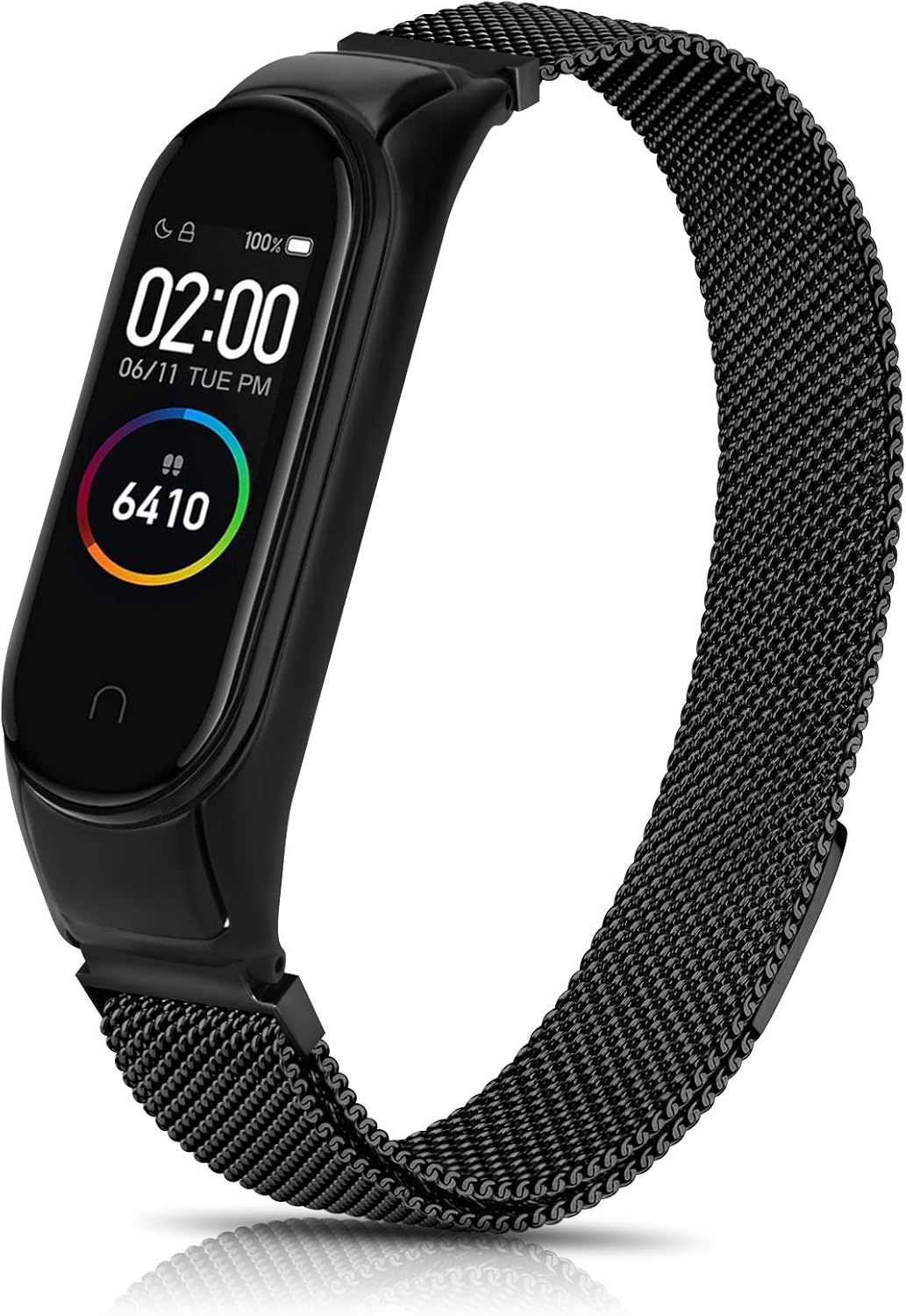 DEOU Metal Correa Compatible con Xiaomi Mi Band 4 Xiaomi Mi Band 3,Pulseras de repuesto Inoxidable Acero Ajustable Metal Correa para Mujer y Hombre(No Host) (Negro)