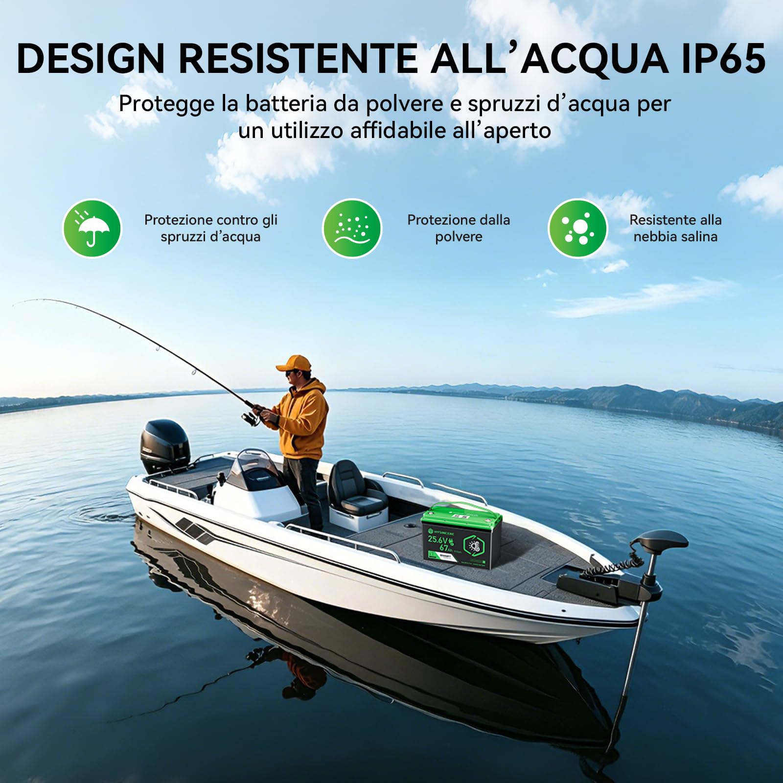Batteria al Litio LiFePO4 24 V 63 Ah, 1715 Wh con BMS e Riscaldamento Automatico, durata di 10 anni, oltre 4000+ Cicli, Ideale per Sistemi Off-grid, Barca, Camper