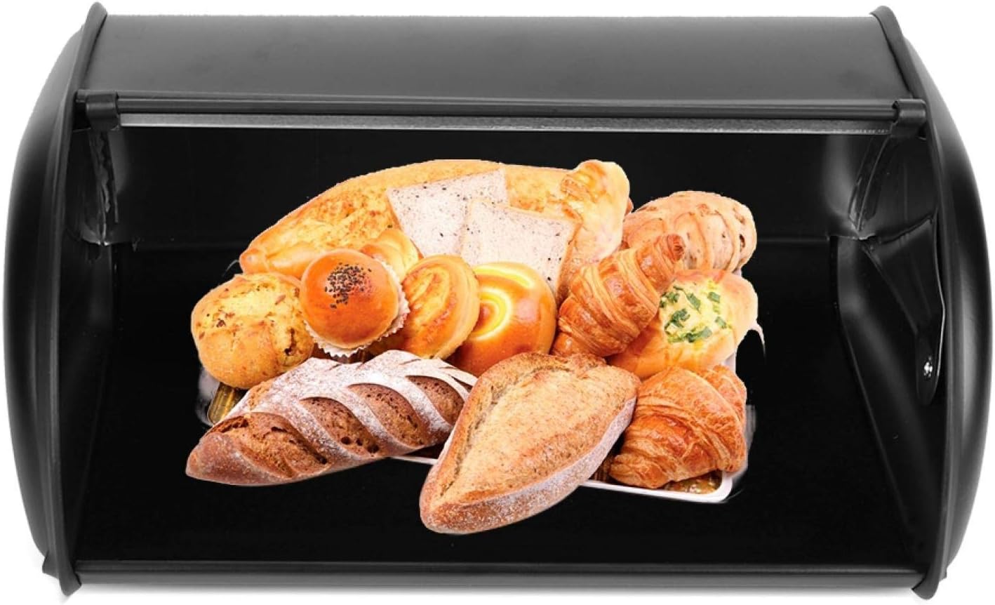 Socobeta Bread Box Bread Bin Stainless Steel for Egg Tart for Cheesecake for Home(black)