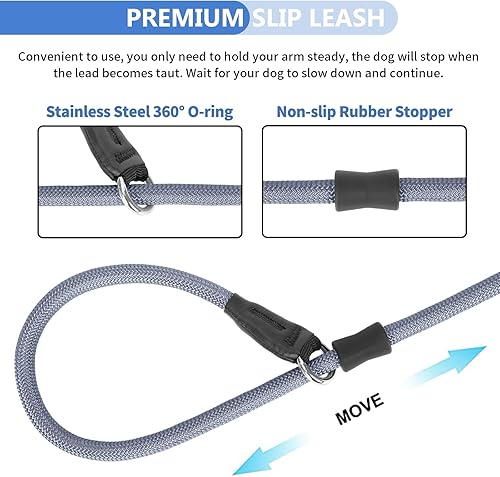 Miniatura 5 de Heydoggy Correa antideslizante para perro, correa antideslizante fuerte para entrenamiento de perros giro de 360 antienredos - 4 pies6 pies, nailon