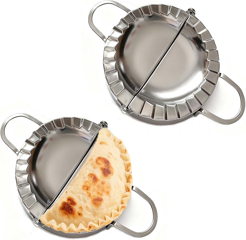 2 engarzadoras selladoras de tortillas de acero inoxidable de 6 pulgadas, engarzadoras de tortillas, prensa de empanadas, máquina para hacer tortillas para burritos, tacos, quesadillas, albóndigas, pasteles