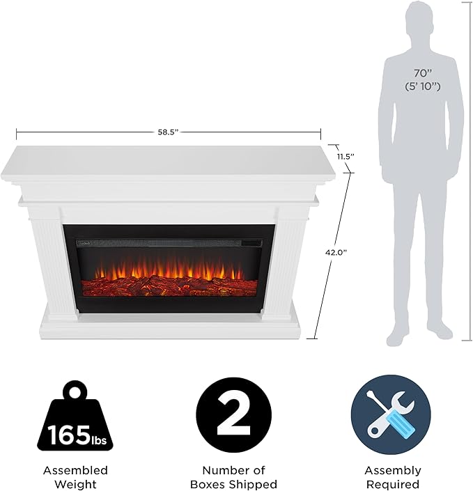 Chimenea Eléctrica Real Flame Beau 59" con Manto Blanco miniatura 3