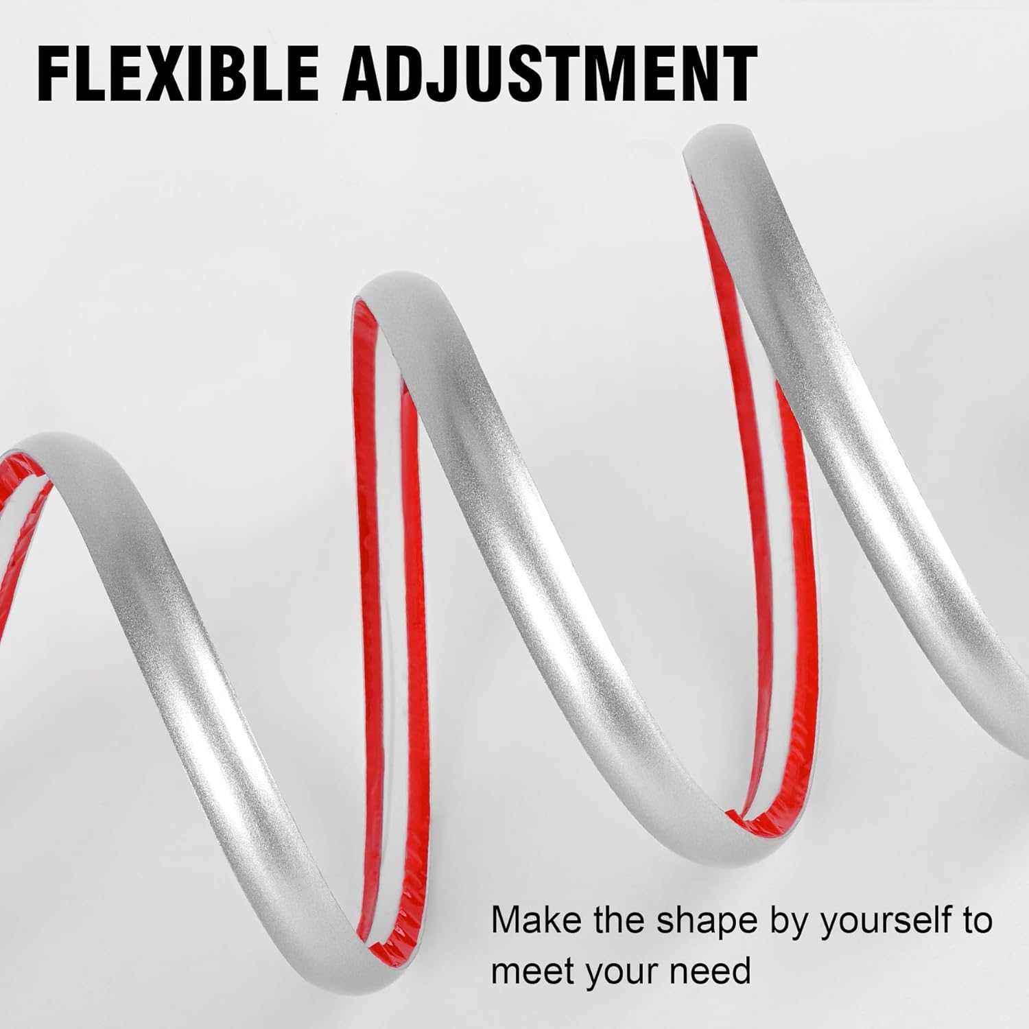 Flexible Quarter Round Molding Self Adhesive (Silver, 19.7 Ft) Peel and Stick Flexible Corner Molding Trim Caulk Strip for Ceiling, Molding, Wall Corner, Tile Edge, Countertop Cabinet Edge