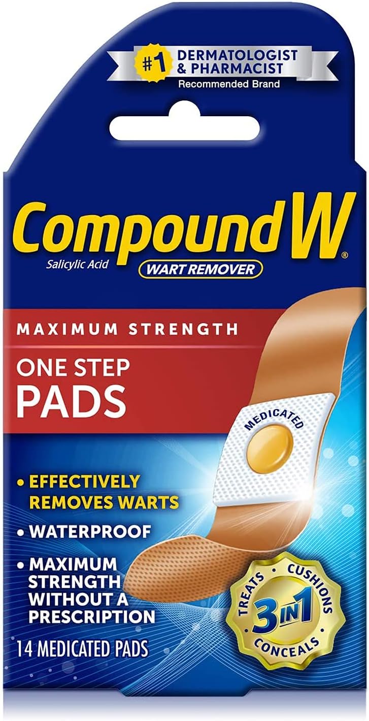 Compound W Maximum Strength One Step Wart Remover Pads | 14 Count | Pack of 3
