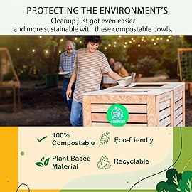 Homestockplus 48 Oz Natural Disposable Paper Bowls [100 Pack] - Heavy Duty, Eco-Friendly Compostable Salad Bowls for Organic Food, Farm to Table, Salad, BPA-Free, Microwave Safe (Unbleached)