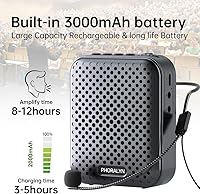 Vista 2 de Amplificador de voz para profesores con 2 micrófonos, amplificador de voz portátil con micrófono de diadema, mini amplificador de voz personal