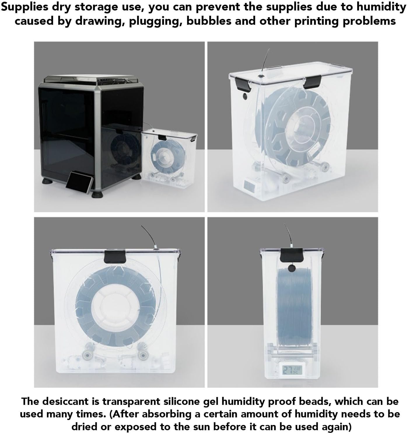 LiebeWH Filament Dehydrator Storage Box, ABS Material, Control with Hygrometer, Dry Box for 3D Printing Filament Storage