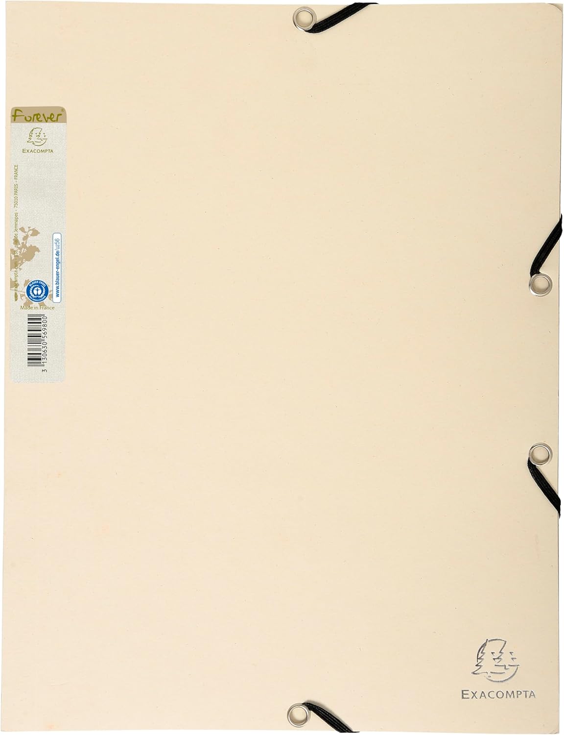 Exacompta - 56986SE - Recycled Folder with 3 Flaps Recycled Card Two-Tone 380 GSM - Forever - A4 - Sand Exterior/Chocolate Interior