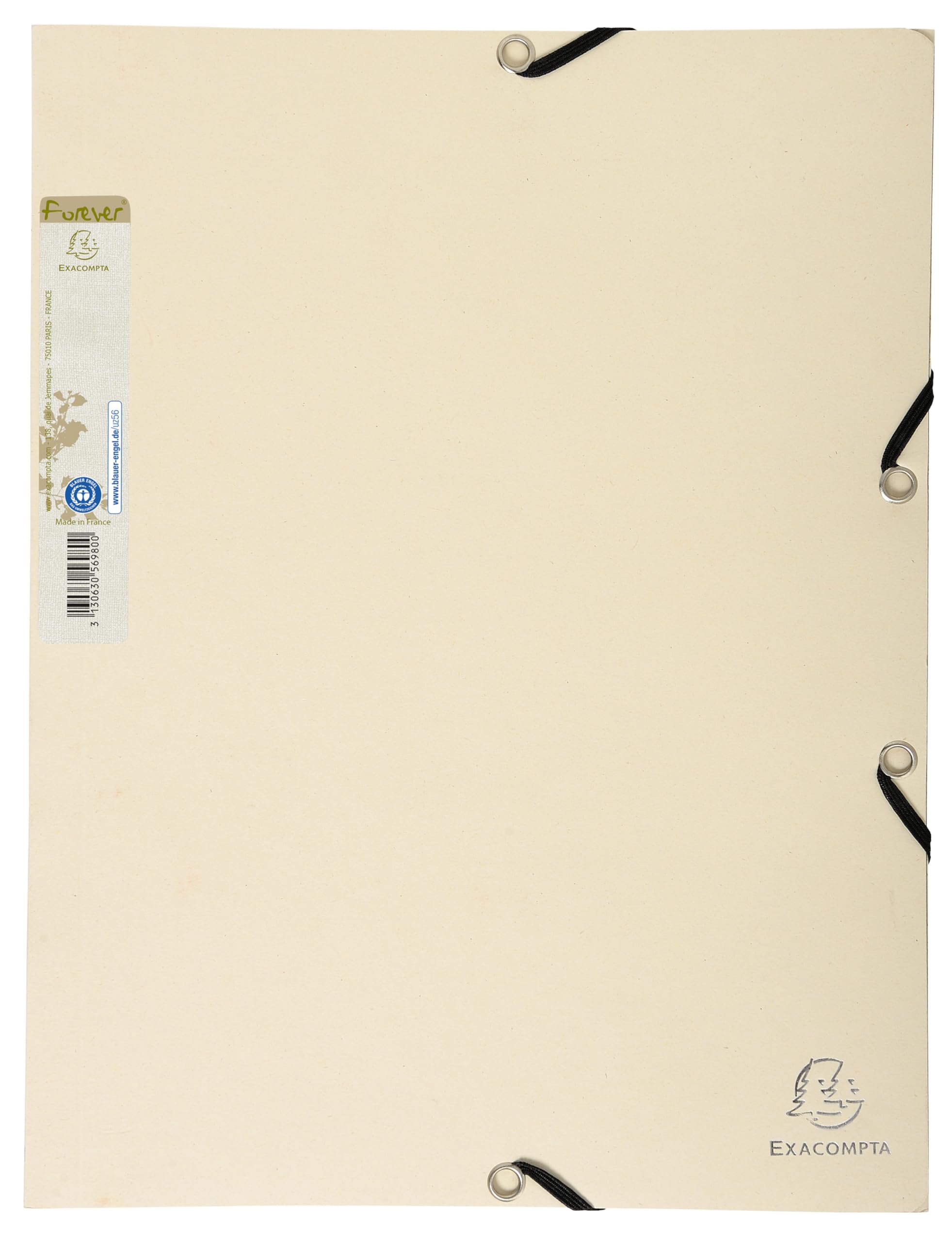Exacompta 56980E - Pack de 25 carpetas elásticas (3 solapas, cartón reciclado, 380 g/m²), color Arena/chocolate