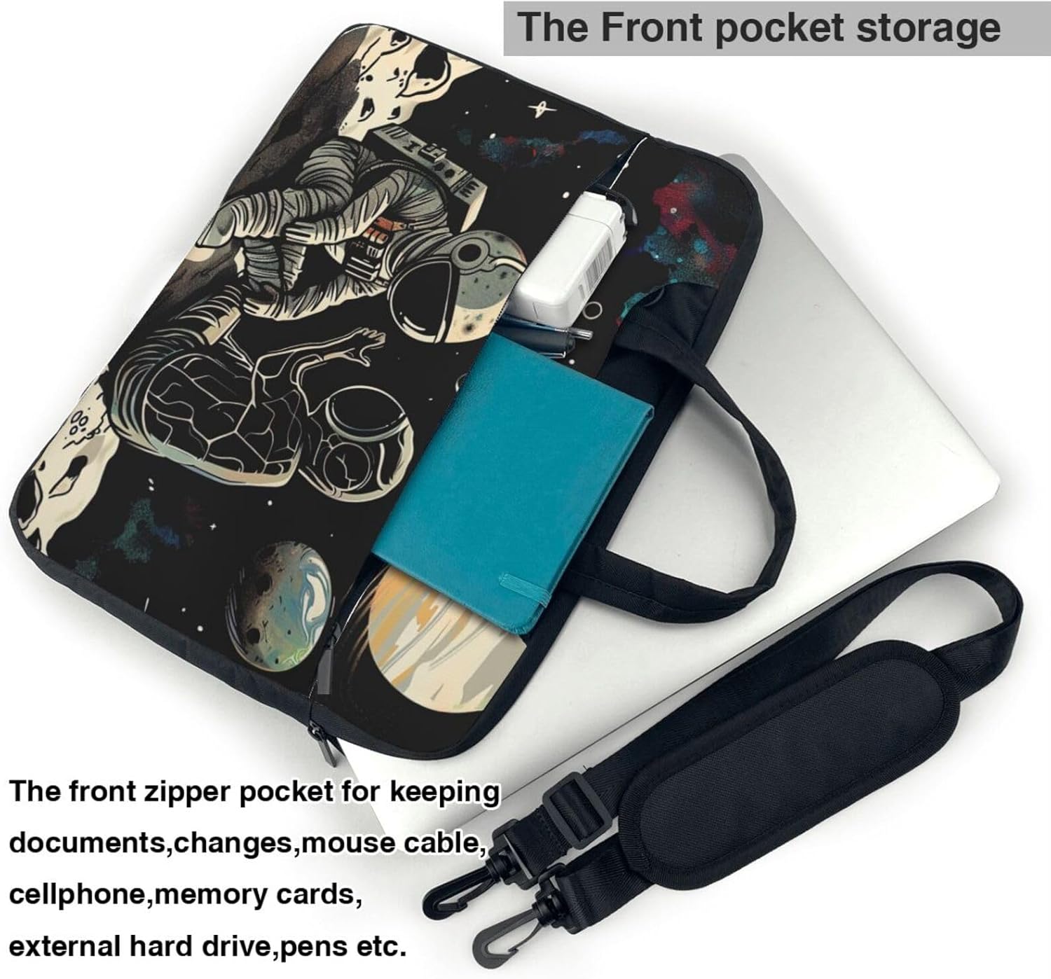 Astronaut Alien Printed Laptop Tote Bag Travel Business Computer Bag Work Bag for Men Women