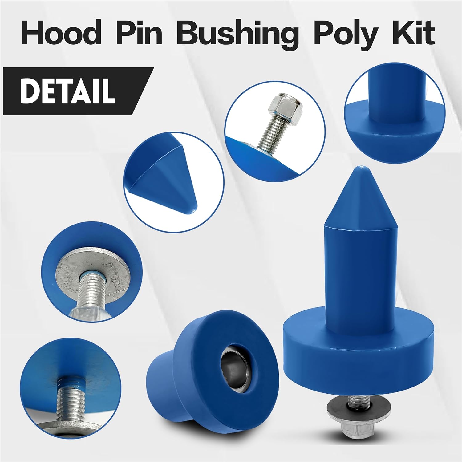 2 Pack 924-5410 Hood Pin Bushing Poly Kit Fit for Kenworth T2000 W900 T800 T600A 2003-2010 Replace for K179-528 K179D450 K066-218