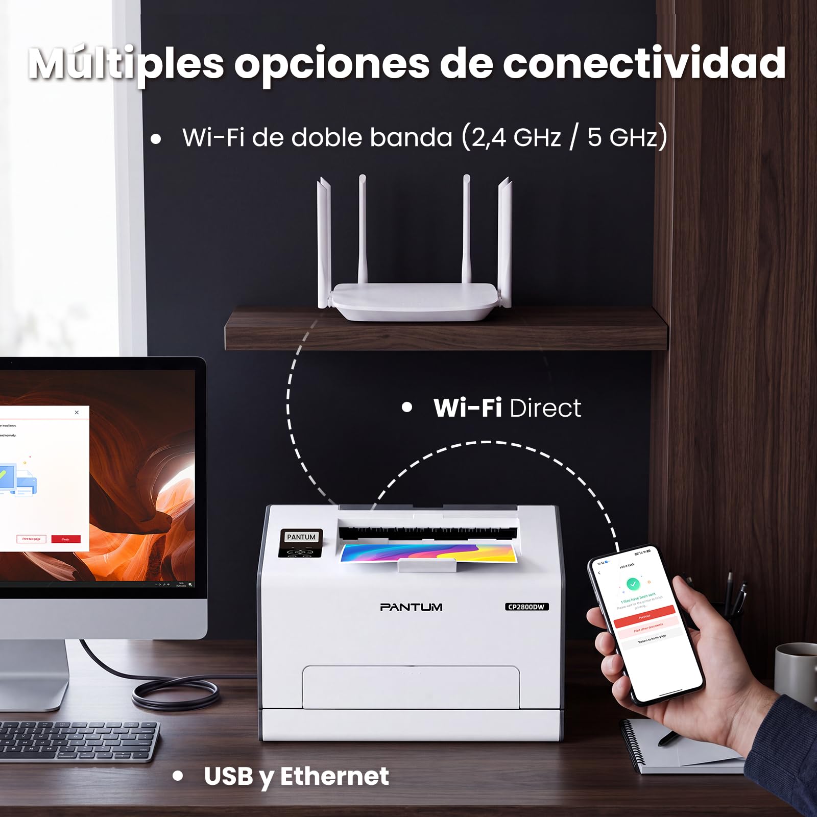 PANTUM CP2800DW Impresora Láser Color WiFi Dúplex Automático, 25 ppm, Ethernet, USB, Ideal para Oficina en Casa y Soho