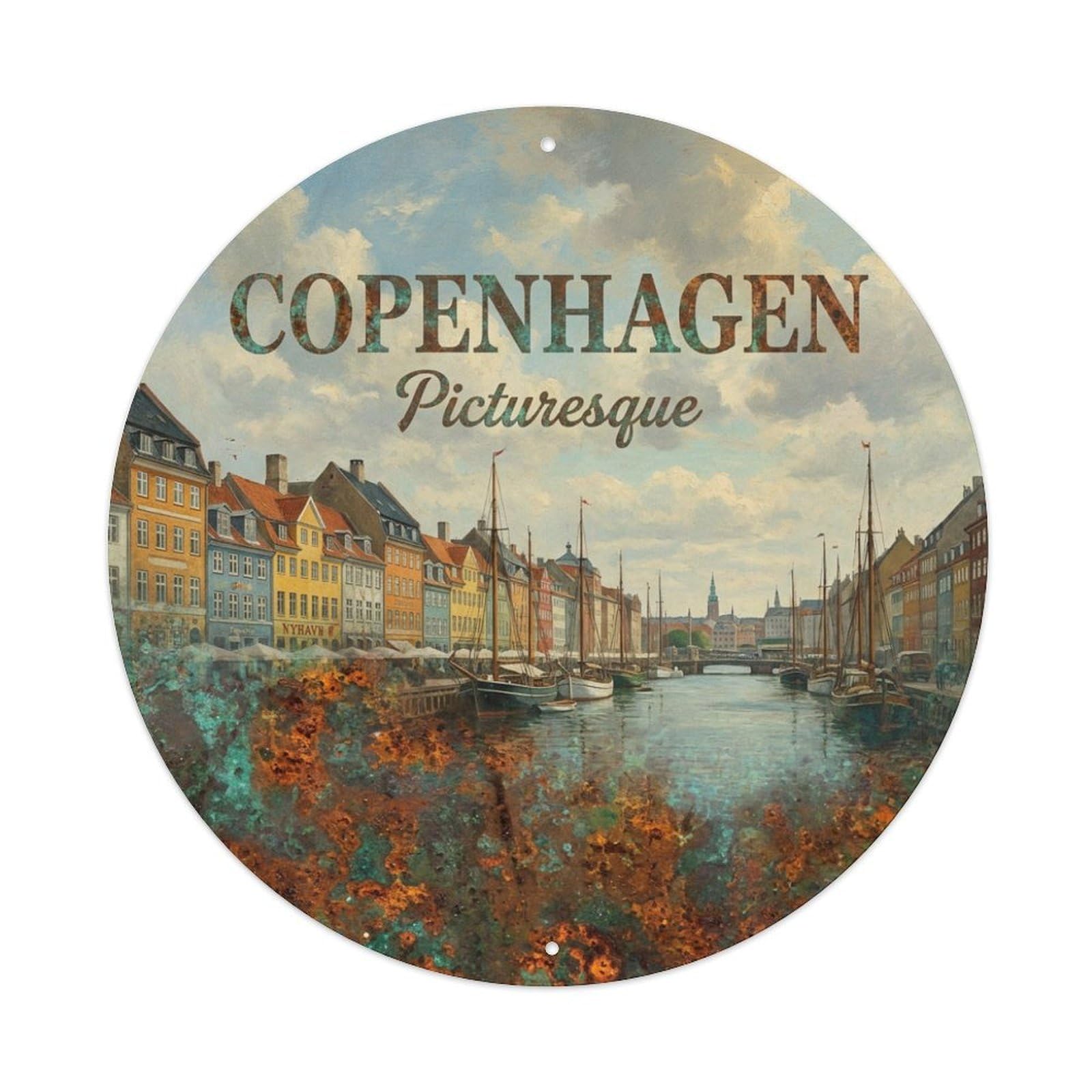 Fqnyr Style Metal Tin Sign Vintage Travel Copenhagen Denmark Scenic